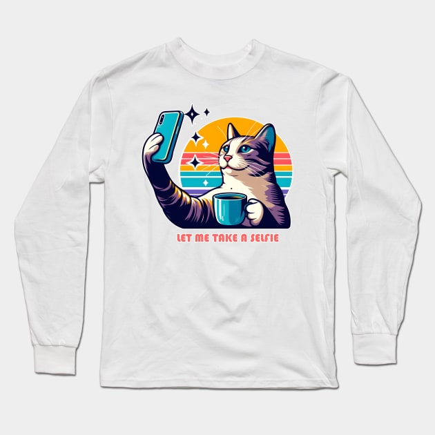 Cat Selfie Long Sleeve T-Shirt by Rawlifegraphic